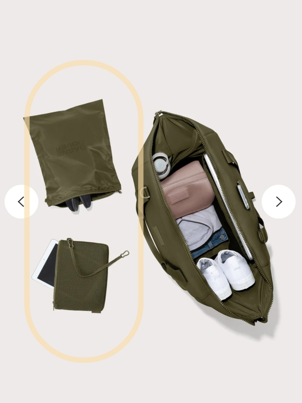 Dagne Dover Large Parker Air Mesh Pouch & Nylon Shoe Dust Bag Set - Olive Green